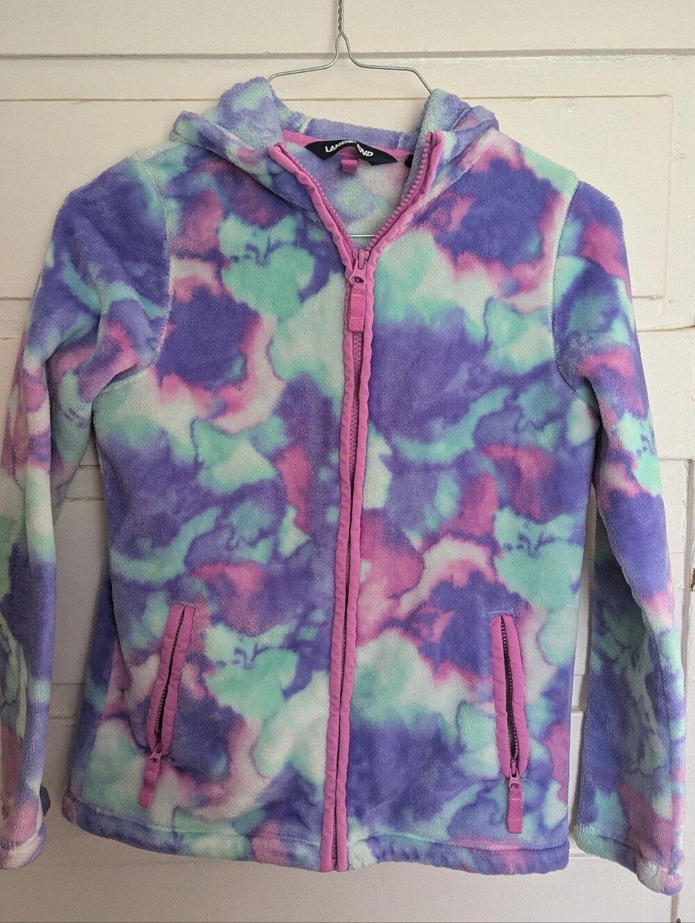 Lands end Girls Zip Up Hooded Fleece - Size 10/12